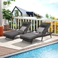 thumbnail image 1 of 77'' Long Outdoor Reclining Chair Set of 2, Patio Wicker Chaise Lounges with 5-Level Adjustable Backrest & Thick Cushions for Poolside Deck, Dark Gray, 1 of 9