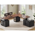 thumbnail image 1 of 76.8" Farmhouse L Shaped Electric Standing Desk with 6 Drawers and File Cabinet, Height Adjustable Computer Desk, Home Office Desk, 1 of 8