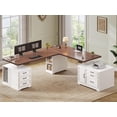 thumbnail image 1 of 76.8" Farmhouse L Shaped Electric Standing Desk with 6 Drawers and File Cabinet, Height Adjustable Computer Desk, Home Office Desk, 1 of 8