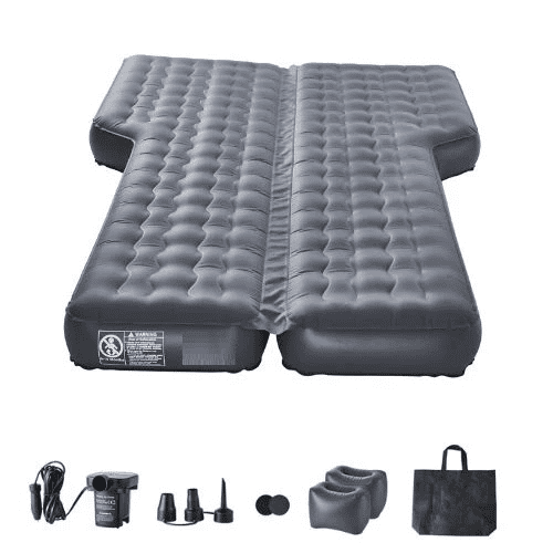 76.8x48.5x5.7 Inch Oxford Fabric Inflatable Car Air Mattress with Built-in Pump Gray No Headrests