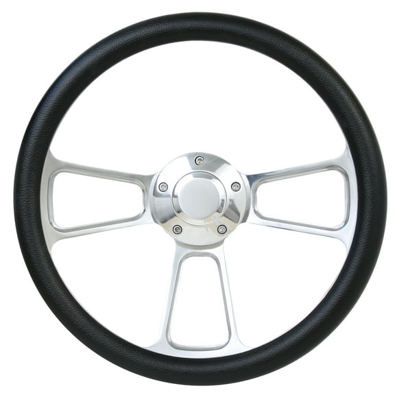 76-95 JEEP CJ5, CJ6, CJ7, Wrangler, Cherokee, Wagoneer, Pick-up, Scrambler, Comanche 14" Billet Half Wrap Steering Wheel Black