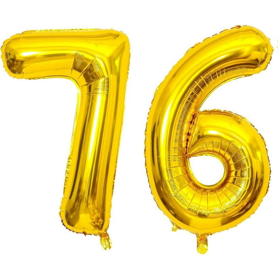 76 Balloon Number 40 Inch Gold Jumbo Numbers 67 Foil Mylar Balloons for Women Men 67th or 76 Years Old Theme Events Party Decorations Supplies