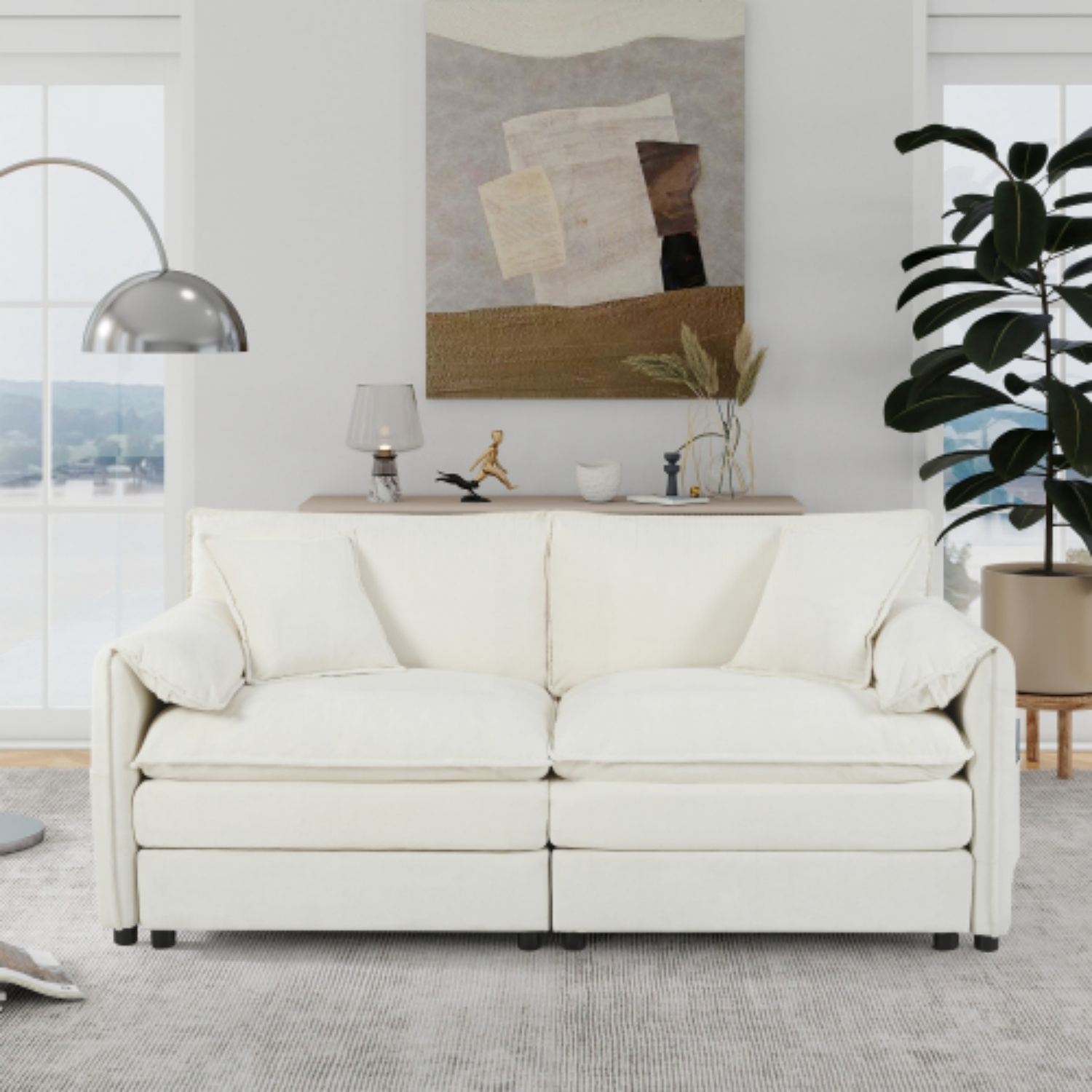 76" Chenille Mid-Century Loveseat Sofa, 2 Seater Accent Loveseat Couch ...