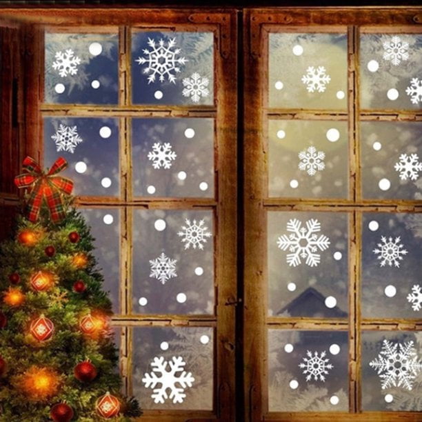 76 + Christmas Snowflake Window Clings Decorations Winter Wonderland