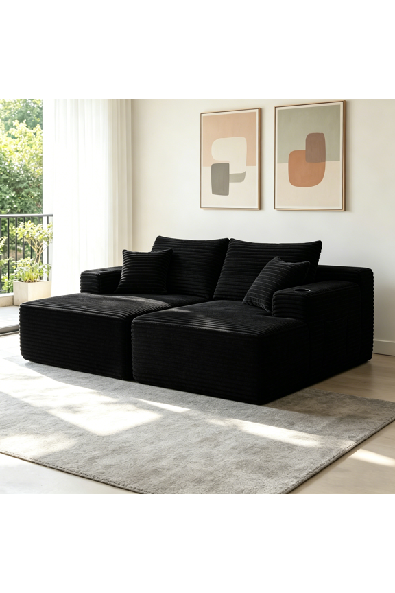 76" Cloud Sectional Couch L-Shape Chaise with R-Shape Chaise with Plush, Modern Style, for Outdoor