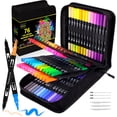 thumbnail image 1 of 76 Dual Brush Marker Pen Set with Zipper Pack, Fine and Brush Tip Artist Colored Markers for Kids, Watercolor Markers for Coloring Books Drawing, Gifts, 1 of 9