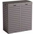 thumbnail image 1 of 76-Gallon Outdoor Trash Can with Lockable Lid, Waterproof & UV-Resistant Resin, Animal-Proof, Drip Tray, Grey, 1 of 7
