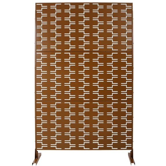 76" H by 48" W Freestanding Metal Decorative Privacy Screen Brown | Creates separated spaces for deck, patio or balcony with rust-resistant durability