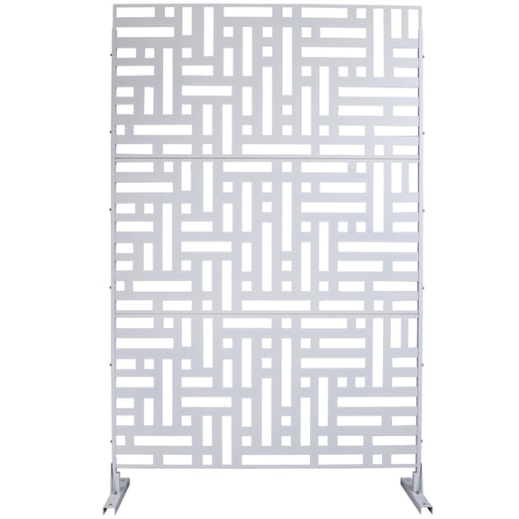 76" H×48" W Metal Privacy Screen for Outdoor & Indoor Use, Free Standing Privacy Screen for Patio Garden Pool, Metal Material, Weather Resistant, Easy Assembly