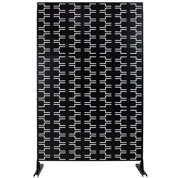 76" H×48" W Outdoor & Indoor Metal Privacy Screen, Decorative Privacy Fence and Room/Garden Divider, Freestanding Panel with Stand, Durable Steel for Patio, Garden, Balcony, or Backyard