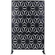 76 H 48 W Patio Metal Privacy Screen, Privacy Fence Panels for Outside Lawn Garden, Outdoor Divider with Stand, Metal Material, Weather Resistant, Easy Assembly