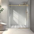 thumbnail image 1 of 76"H Frameless Sliding Door,Shower Door with Stainless Steel Pulleys&Adjustable Soft Closing Function,Clear Tempered Glass,Brushed Gold, 1 of 7