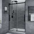 thumbnail image 1 of ANZZI Sliding Frameless Shower Door Stellar Series 76 in. H x 48 in. W Matte Black, 1 of 8