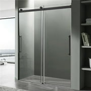 76" H x 48" W Sliding Frameless Shower Door Matte Black Stellar Series