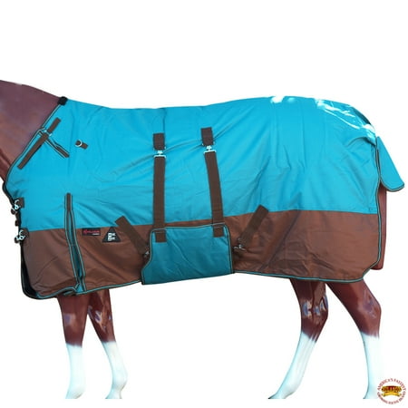 76" Hilason 1200D Winter Waterproof Turnout Horse Blanket Belly Wrap Turquoise