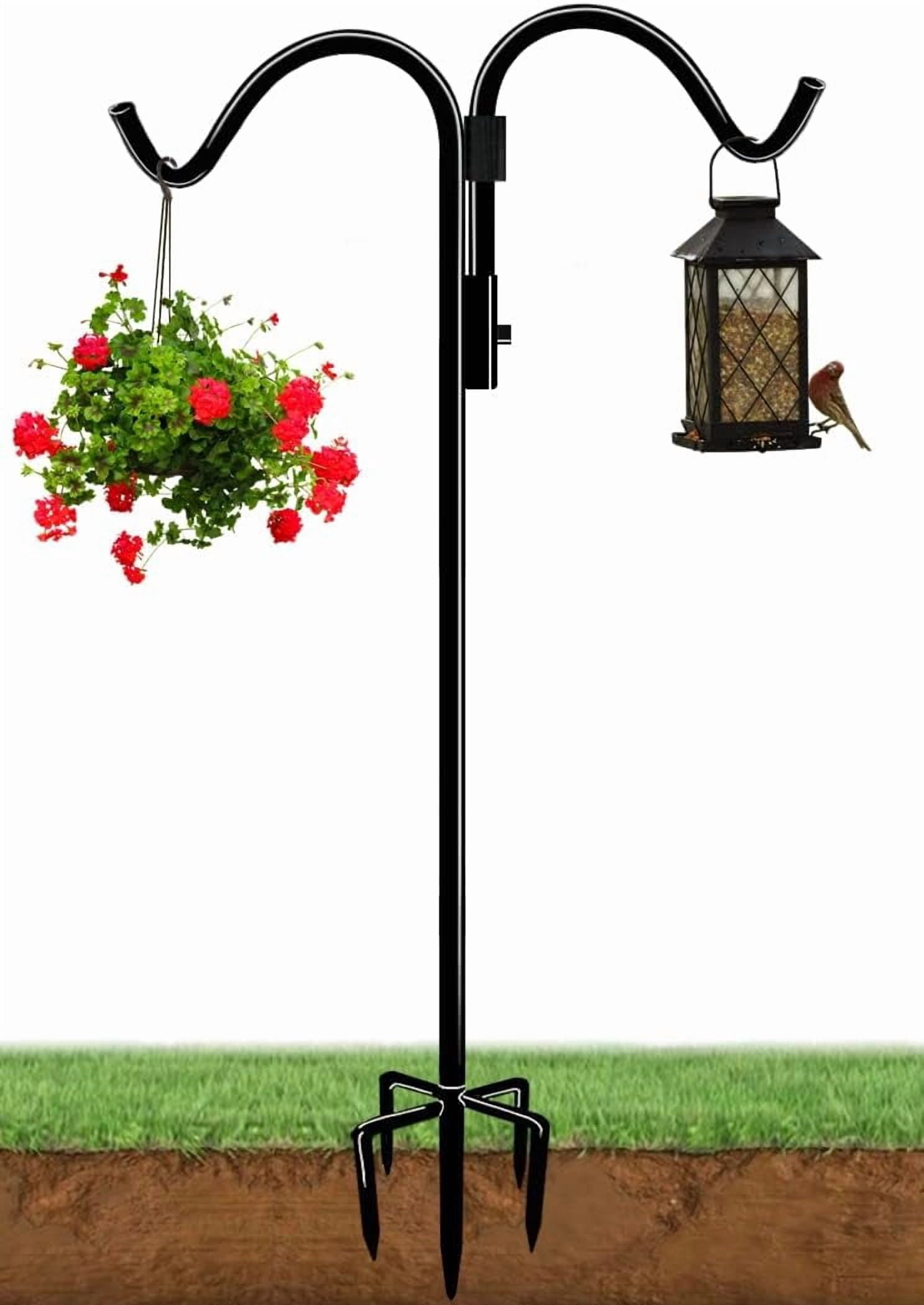 76 Inch Double Shepherds Hook for Outdoor with 5 Prong Base - Walmart.com