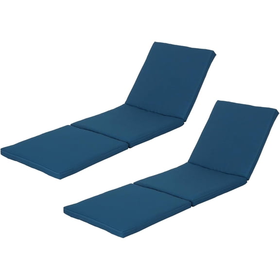 76-Inch Extra Wide Chaise Lounge Cushions for Outdoor Set of 2, Water Resistant Replacement Patio Lounge Chair Pads with Secure Ties for Pool, Deck, Lawn (Blue)
