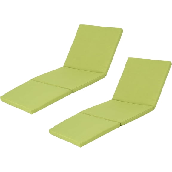 76-Inch Extra Wide Chaise Lounge Cushions for Outdoor Set of 2, Water Resistant Replacement Patio Lounge Chair Pads with Secure Ties for Pool, Deck, Lawn (Green)