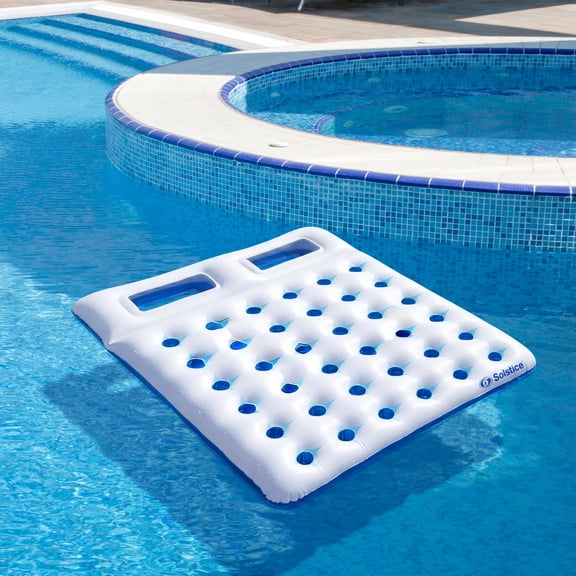 Swim Central Inflatable Dual Window Pool Air Mattress - 76" - Blue and White