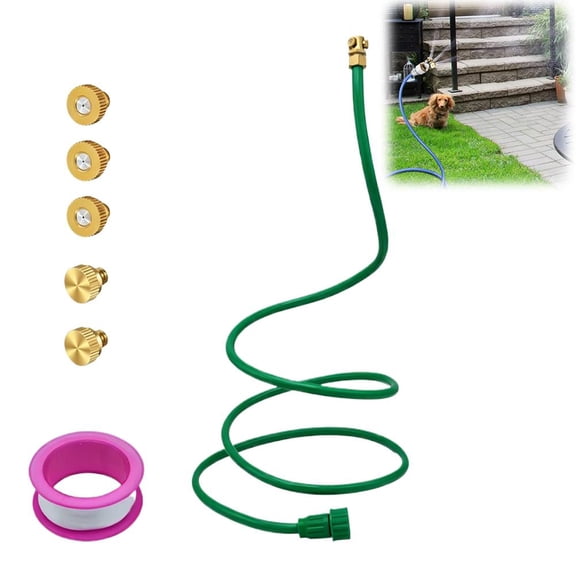 76 Inch Standing Outdoor Misters for Patio Cooling, Portable Hose Misting System for Garden, Pool & BBQ, Water Mister Sprinkler with Flexible Memory Metal Tubing for Tanning & Bird Bath