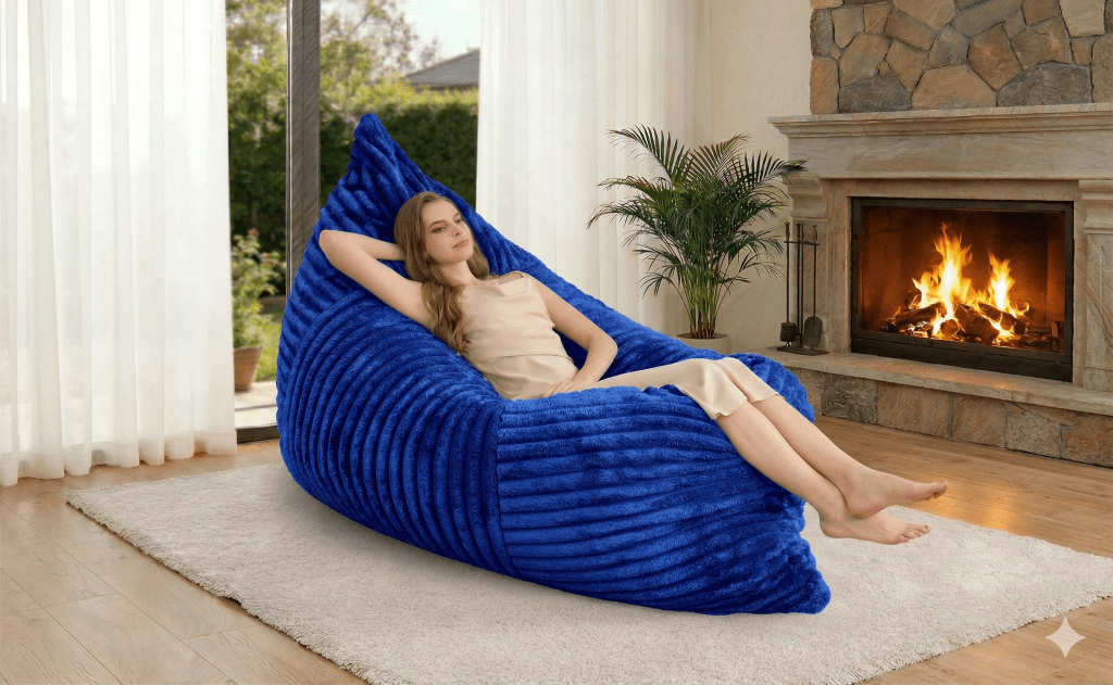 76" Oversized Convertible Bean Bag Sofa Bed with Washable Cover, Folding Memory Foam Reading Chair for Adults, Comfortable Reclining Floor Couch for Living Room and Movie Nights
