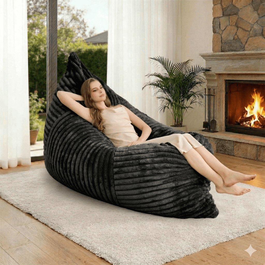 76" Oversized Convertible Bean Bag Sofa Bed with Washable Cover, Folding Memory Foam Reading Chair for Adults, Comfortable Reclining Floor Couch for Living Room and Movie Nights