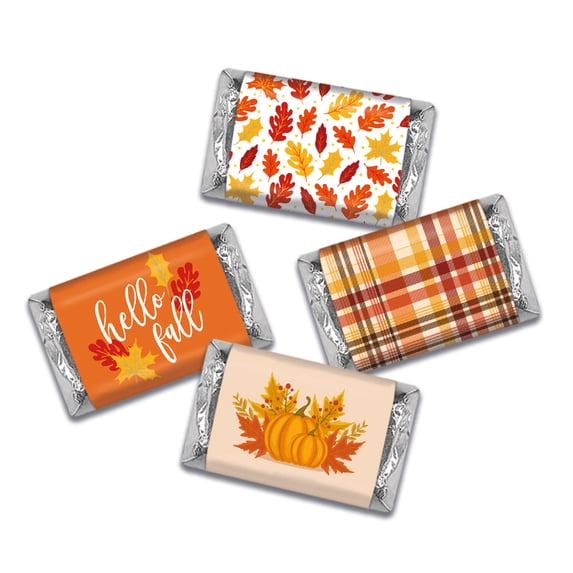 68 Pcs Thanksgiving Fall Candy Party Favors Hershey's Miniatures Chocolate By Just Candy - Hello Fall Leaves