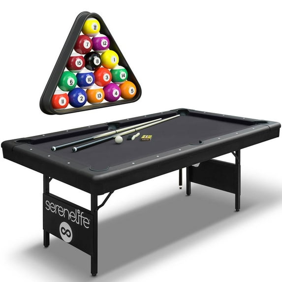 76'' Portable and Foldable Pool Table with Accessory Kit (Black)