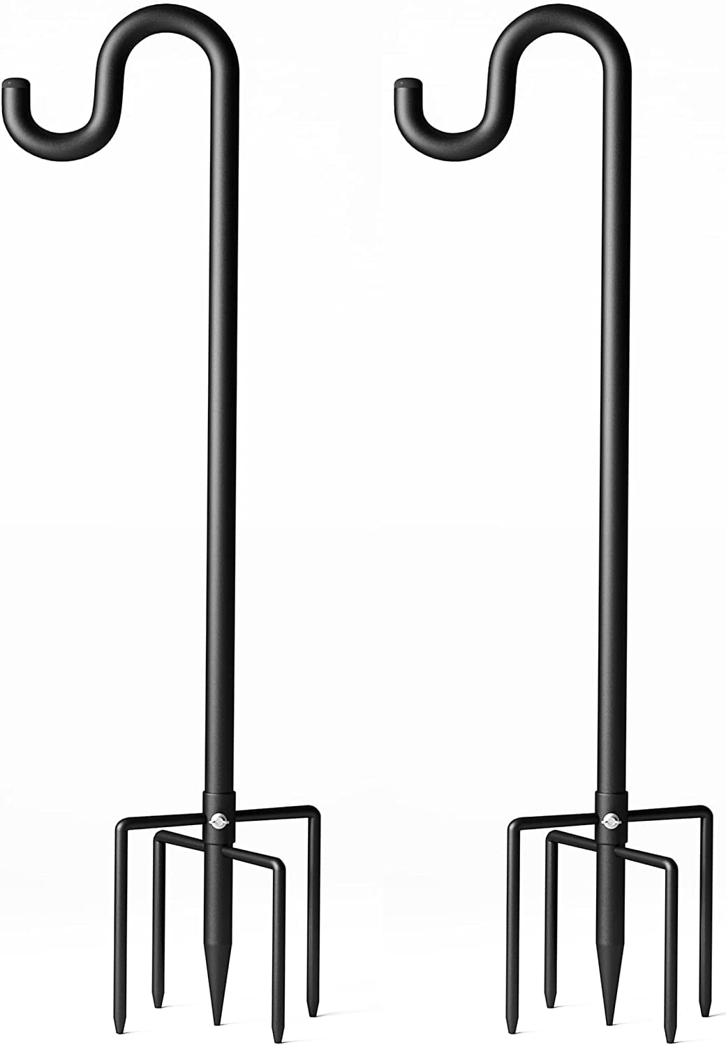 76" Shepherds Hooks for Outdoor, Extra Thick Bird Feeder Pole with 5 Prong Base, Adjustable Shepards Hook for Garden, Weddings, Hanging Plant