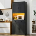 thumbnail image 1 of 76" Tall Kitchen Pantry Storage Cabinet with Microwave Stand, Freestanding Kitchen Pantry Cabinet with Storage, Cupboard Cabinet for Kitchen, 1 of 14