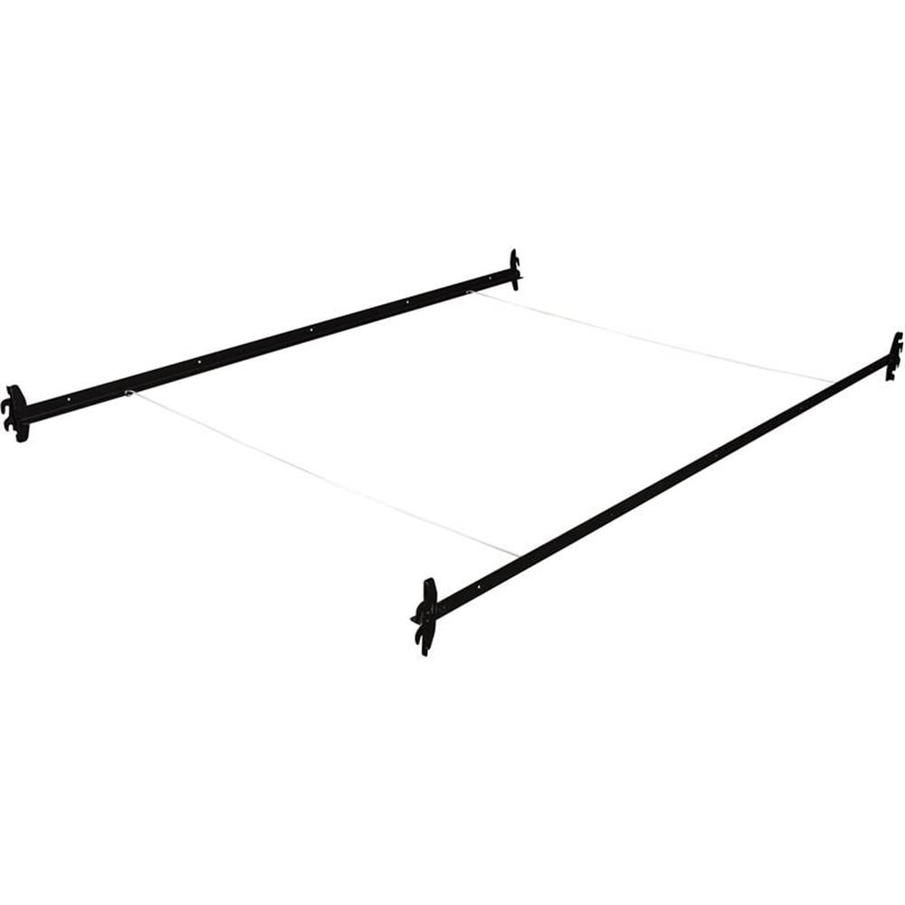 Black Adjustable Steel Twin/Full Bed Rails with Hooks
