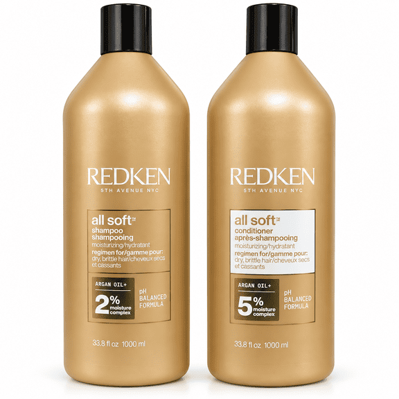 Redken All Soft Shampoo and Conditioner Liter 33.8oz