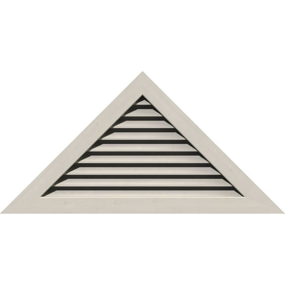 76"W x 25 3/8"H Triangle Gable Vent (92 1/2"W x 30 7/8"H Frame Size) 8/12 Pitch: Primed, Functional, Smooth Pine Gable Vent w/ 1" x 4" Flat Trim Frame