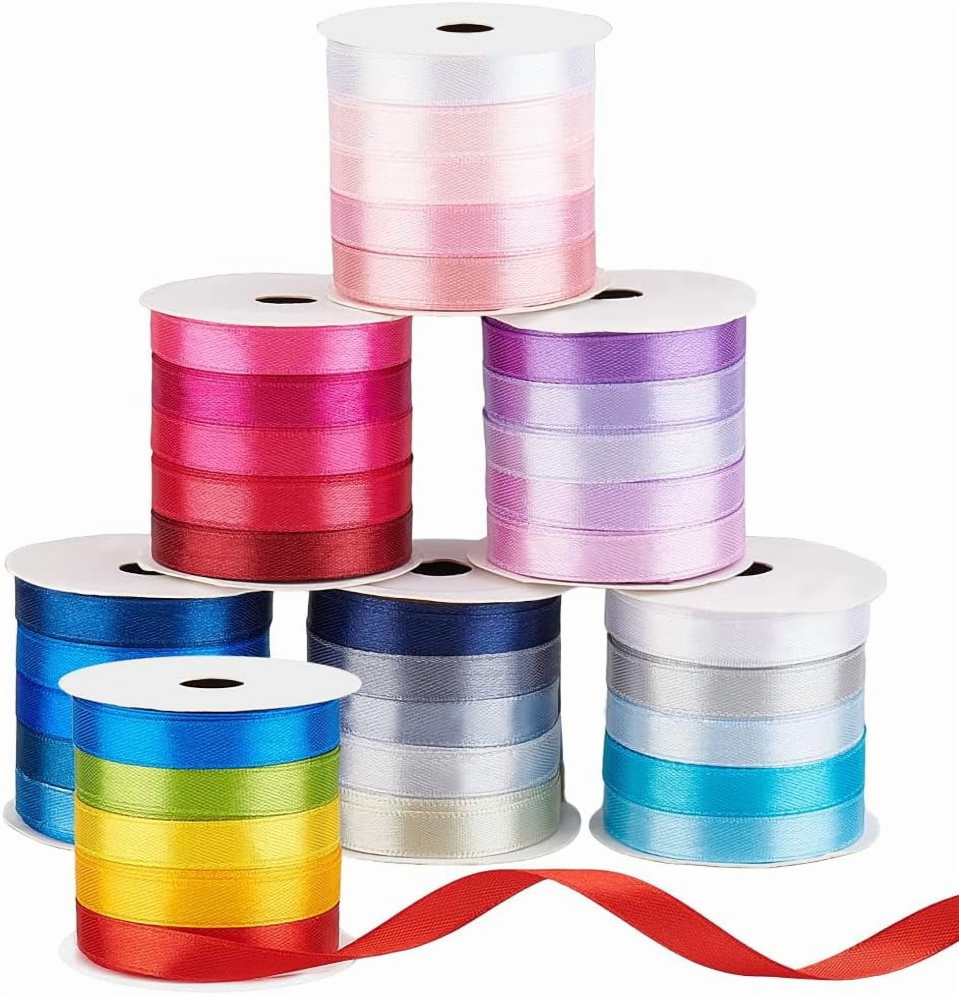 76 Yards 35 Colors Satin Ribbon 3/8 inch Fabric Ribbons Solid Polyester ...