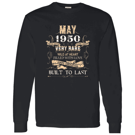 76 Years Old 76Th Birthday Legend Vintage May 1950 Bday Long Sleeve Shirt