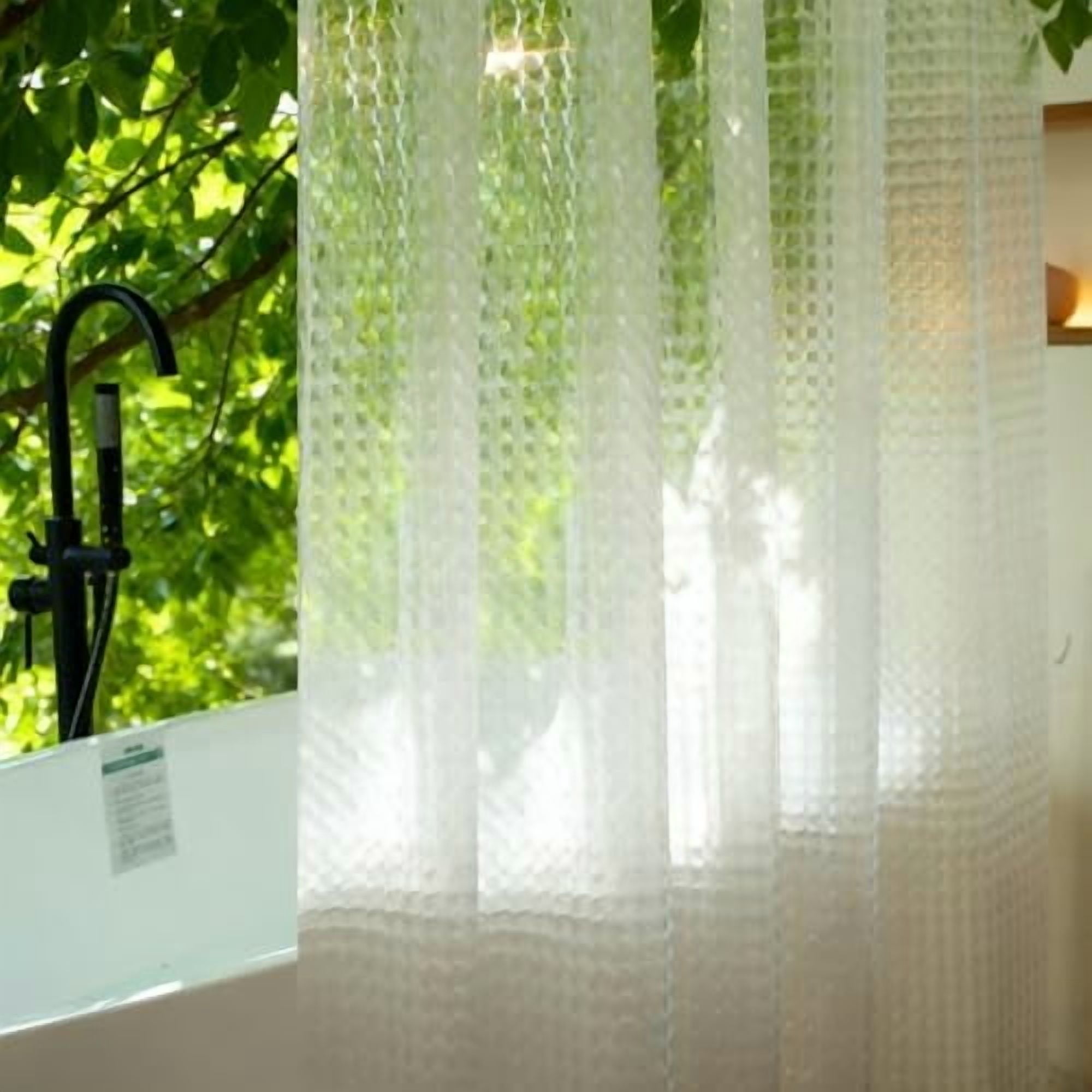 76 inch Long Shower Curtain Liner, EVA Heavy Duty Longer Bath Clear ...