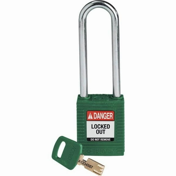 76 mm Steel Shackle Keyed Different SafeKey Nylon Lockout Padlocks- Green