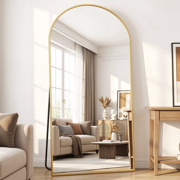 Cuteday 76"x 34" Full Length Mirror Arched Standing Floor Mirror Full Body Mirror, Gold