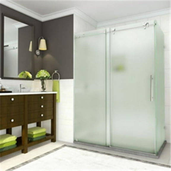 76 x 48 x 33.8125 in. Coraline Frameless Sliding Shower Enclosure with Frosted Glass, Chrome