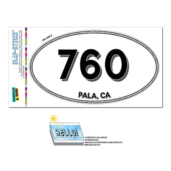 760 - Pala, CA - California - Oval Area Code Sticker