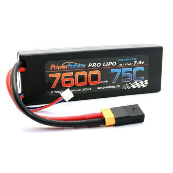 7600 mAh 7.4V 2S 75C Lipo Battery with Hardwired XT90