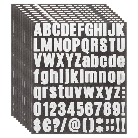 760Pack 10Sheet Glitter Letter Sticker Self-Adhesive Alphabet Sticker Silver Bold