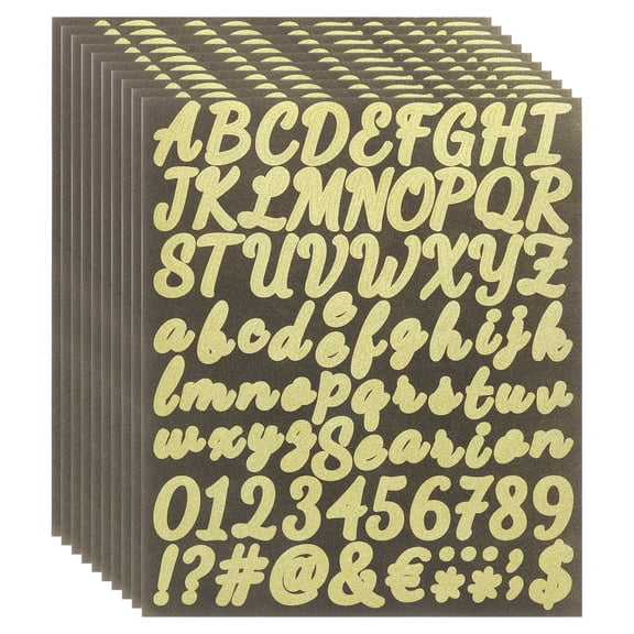 760Pack 10Sheets Glitter Letter Stickers Self-Adhesive Alphabet Sticker Gold