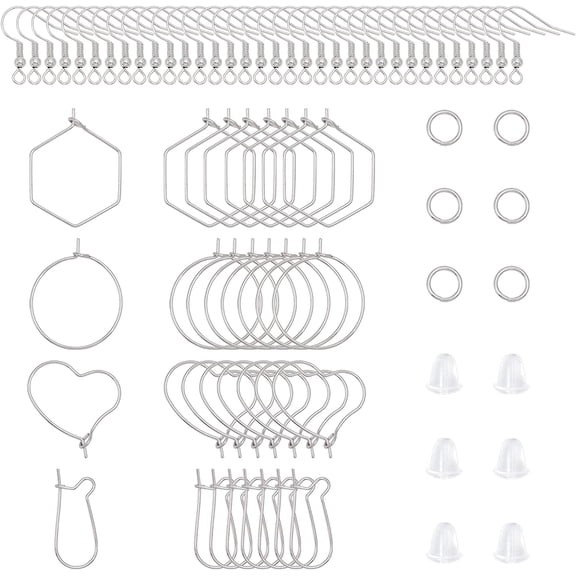 760Pcs 4 Styles Hypoallergenic Hollow Hoop Earrings Iron Earring Hooks with Hoop Earring Findings Closed but Not Soldered Jump Rings and Ear Nuts Earring Making kits for DIY Earrings Making DIY