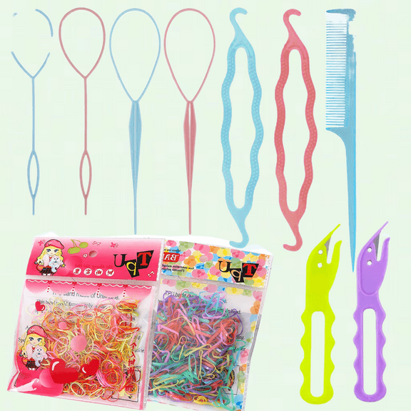 760Pcs Color Elastic Hair Ties, 2Pcs Hair Band Removal Cutter, 8pcs Topsy Hair Tail Tools for Women Girls