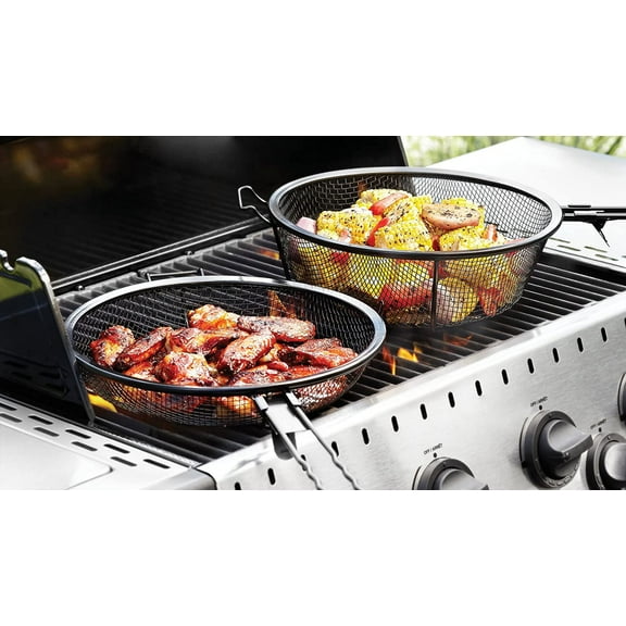 76182 Chef's Jumbo Outdoor Grill Basket and Skillet with Removable Handles