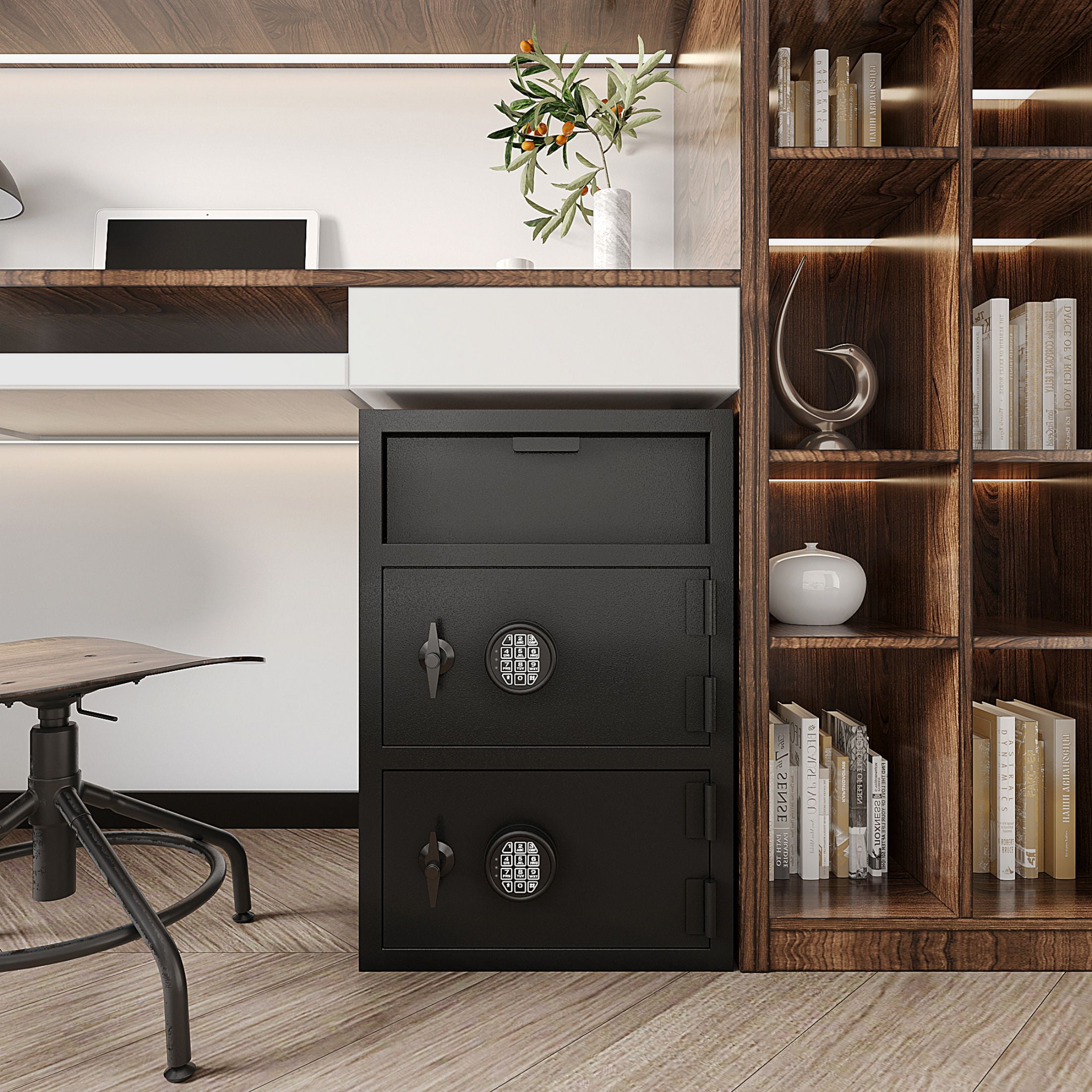 762 Double-Door Digital Depository Safe – Carbon Steel, Electronic Code Lock, Deposit Slot for Home, Hotel, Restaurant & Office