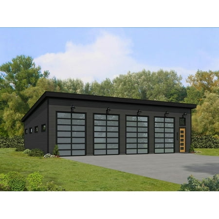763-1023: Garage Modern 0 Bed, 2 Bath Luxury Home Plan, 1023 Sq Ft: Full Blueprints with License to Build by Home Plan Marketplace - Lesuto