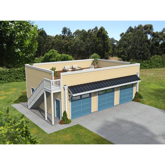 763-11203: Modern Garage 0 Bed, 0 Bath Luxury Home Plan, 0 Sq Ft: Full Blueprints with License to Build by Home Plan Marketplace - Lesuto