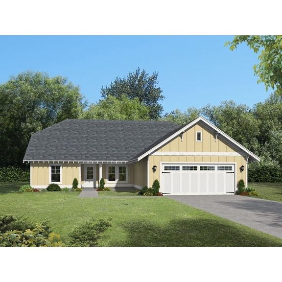 763-21741: Garage Traditional 3 Bed, 3 Bath Luxury Home Plan, 2174 Sq Ft: Full Blueprints with License to Build by Home Plan Marketplace - Lesuto
